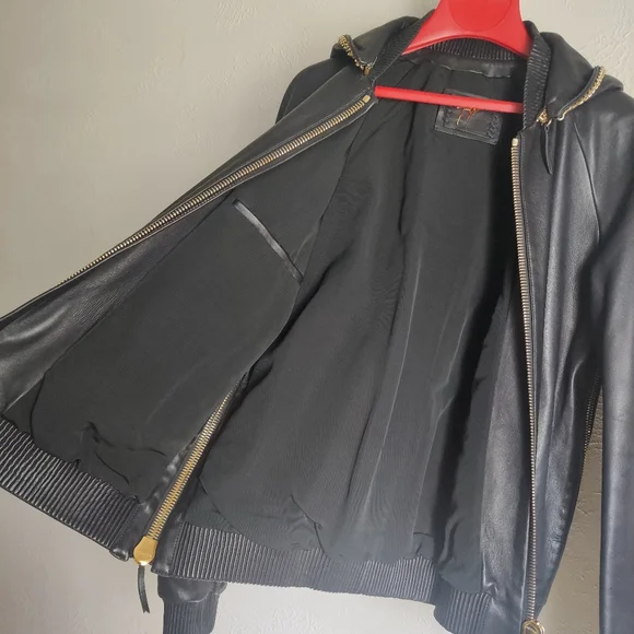 Giuseppe Zanotti Lamb Leather Hoodie Sweater Bomber Jacket - Picture 4 of 12